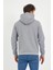 Erkek Kapüşonlu Kanguru Cep 3 Iplik Sweatshirt Gri Melanj 5