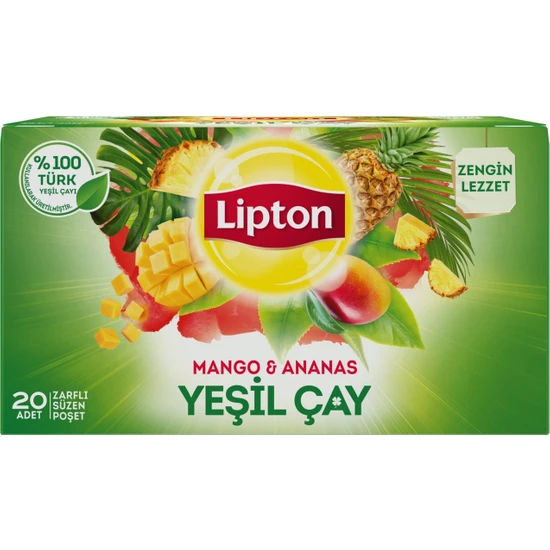 Lipton Mango & Ananaslı Yeşil Çay 20 Süzen Poşet 3'lü