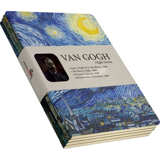 Retronote Van Gogh 4'lü Defter Seti 1 Night Series Çizgisiz 64 Sayfa 14X21CM