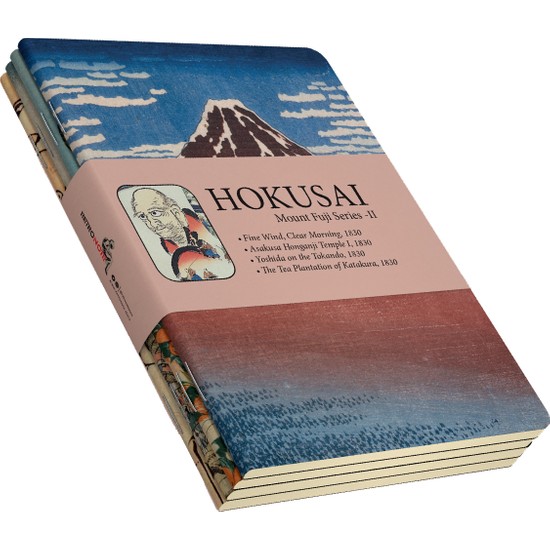 Retronote Hokusai 4'lü Defter Seti 2 Mount Fuji Series Iı Çizgisiz 48 Sayfa 10,5X14CM