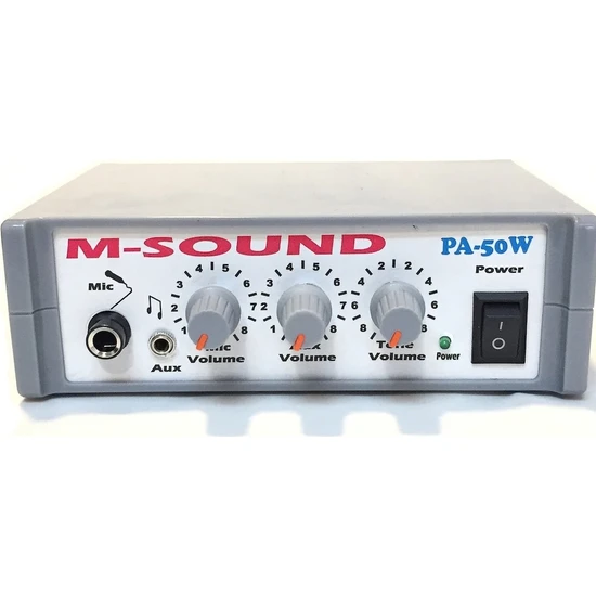 M-Sound PA-50W 12 Volt 50 Watt Mikrofon-Aux Girişi Pazarcı Anfisi
