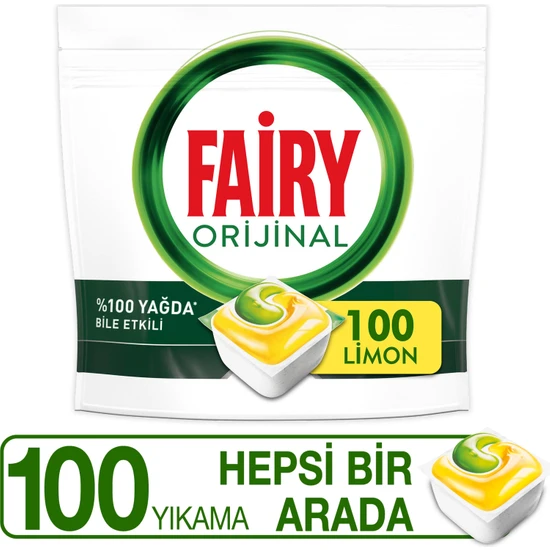 Fairy Hepsi Bir Arada 100 Yıkama Bulaşık Makinesi Deterjanı Tableti / Kapsülü Limon Kokulu