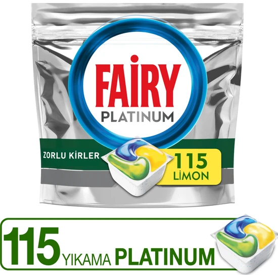 Fairy Platinum Bulaşık Makinesi Deterjanı Tableti / Kapsülü Limon Kokulu 115 Yıkama