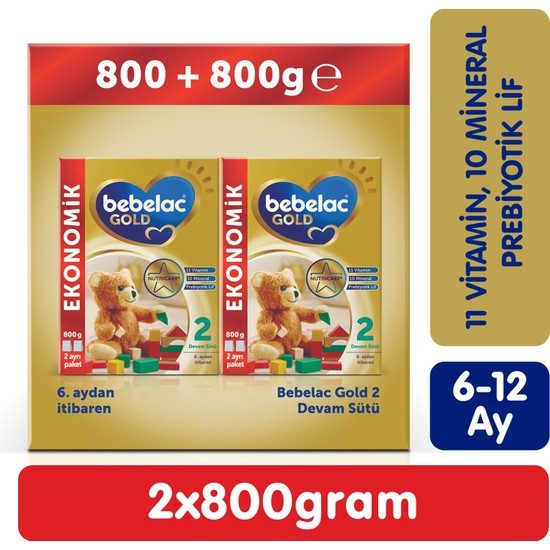 Bebelac Gold 2 Devam Sütü 1600 gr (800 gr + 800 Gr) 6-12 Ay