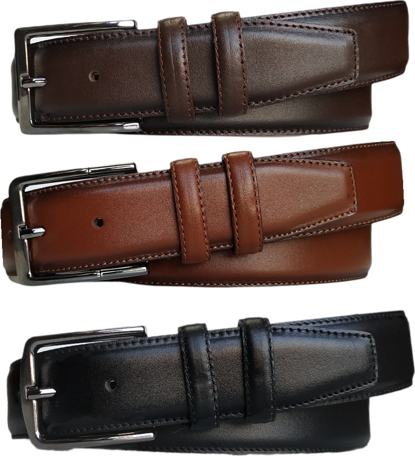 Kar-Pa %100 Deri 3'lü Set Düz Kanvas Pantolon Kemeri 4cm; Siyah - Taba - Kahverengi
