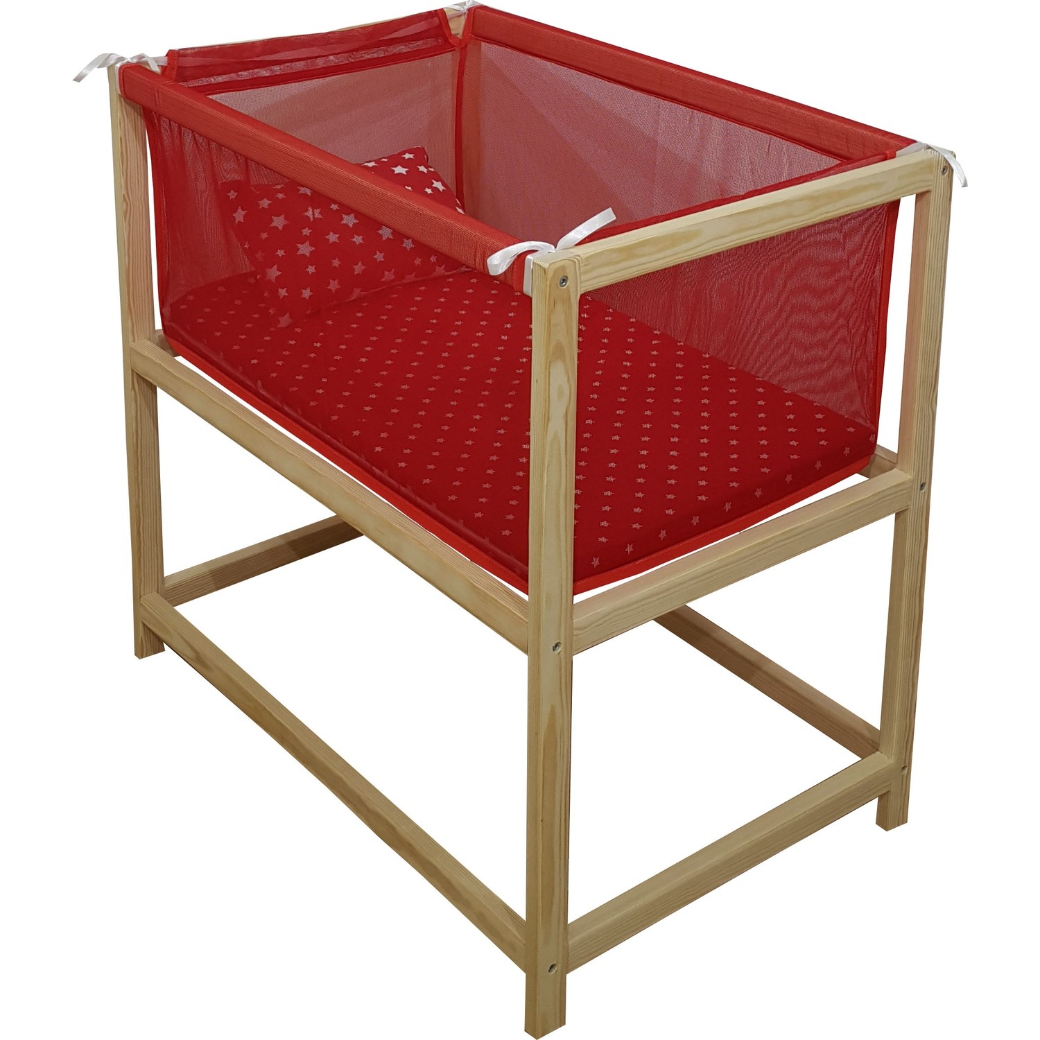 Janbebe Pamuk Doğal Ağaç Ahşap Anne Yanı Bebek Yatağı