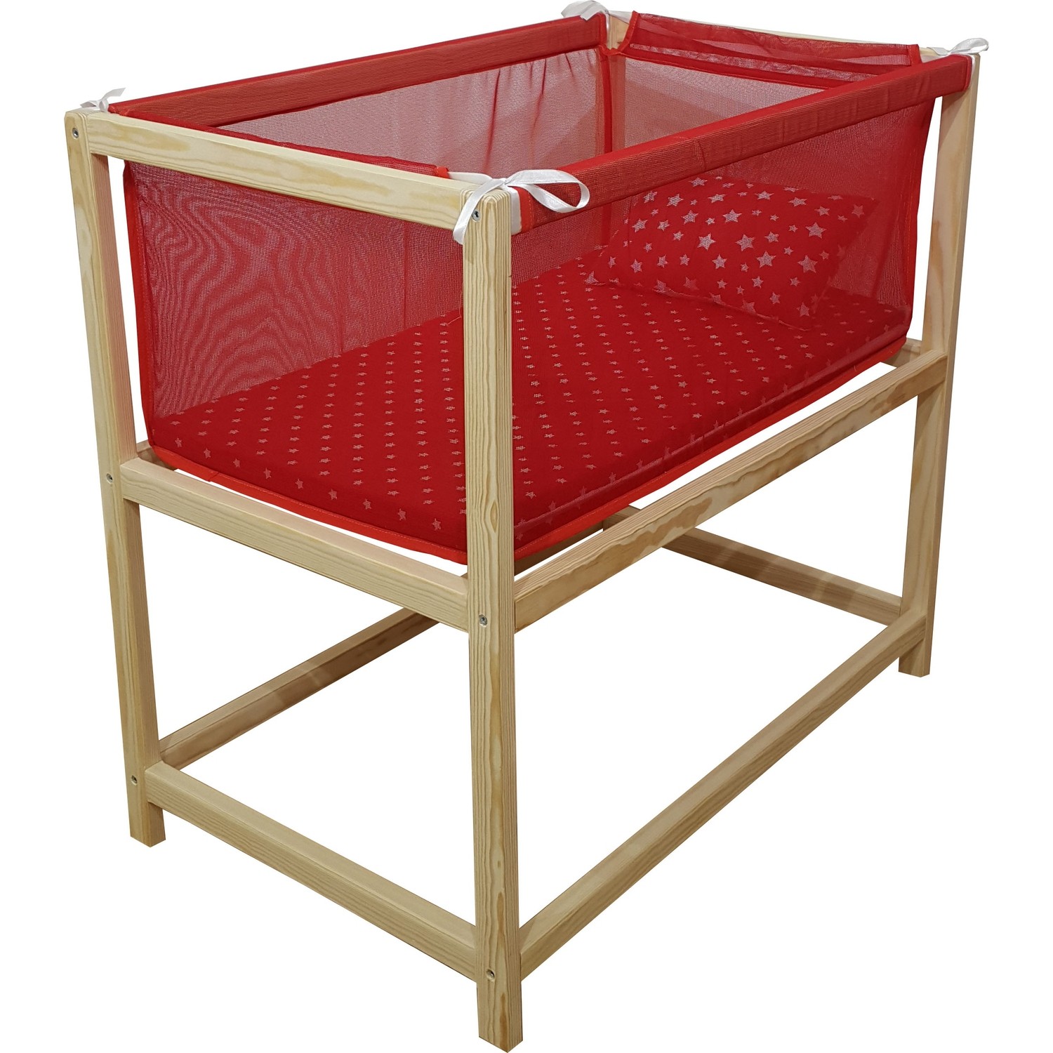 Janbebe Pamuk Doğal Ağaç Ahşap Anne Yanı Bebek Yatağı