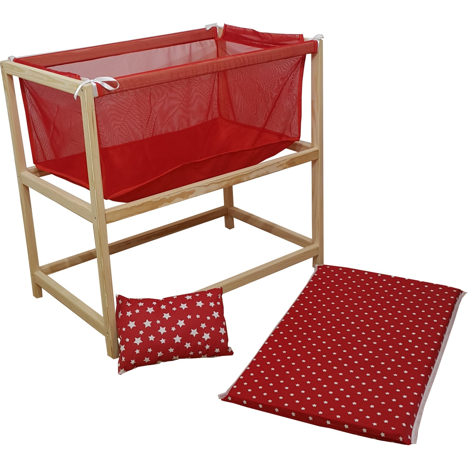 Janbebe Pamuk Doğal Ağaç Ahşap Anne Yanı Bebek Yatağı