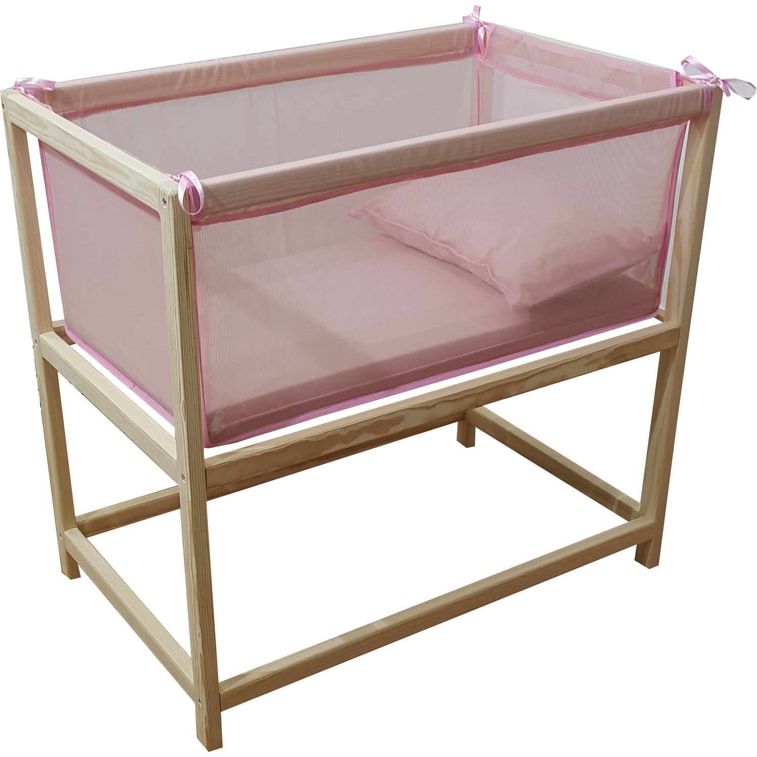 Janbebe Pamuk Doğal Ahşap Anne Yanı Bebek Yatağı Hamak