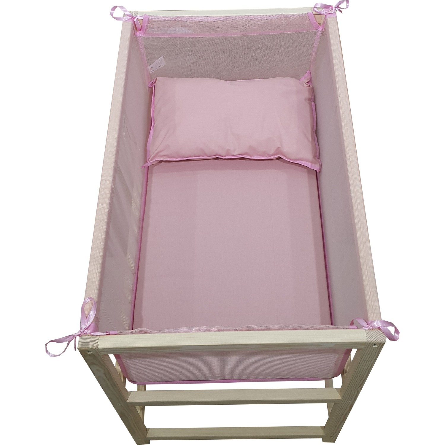 Janbebe Pamuk Doğal Ahşap Anne Yanı Bebek Yatağı Hamak