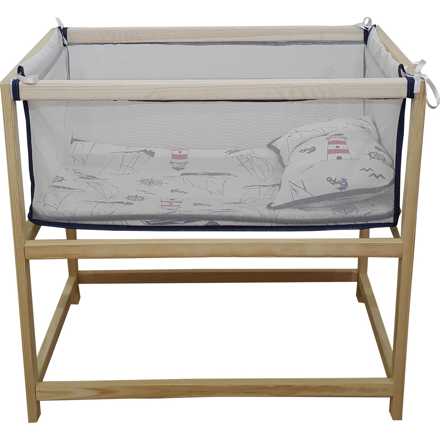 Janbebe Pamuk Doğal Ahşap Anne Yanı Bebek Yatağı Hamak