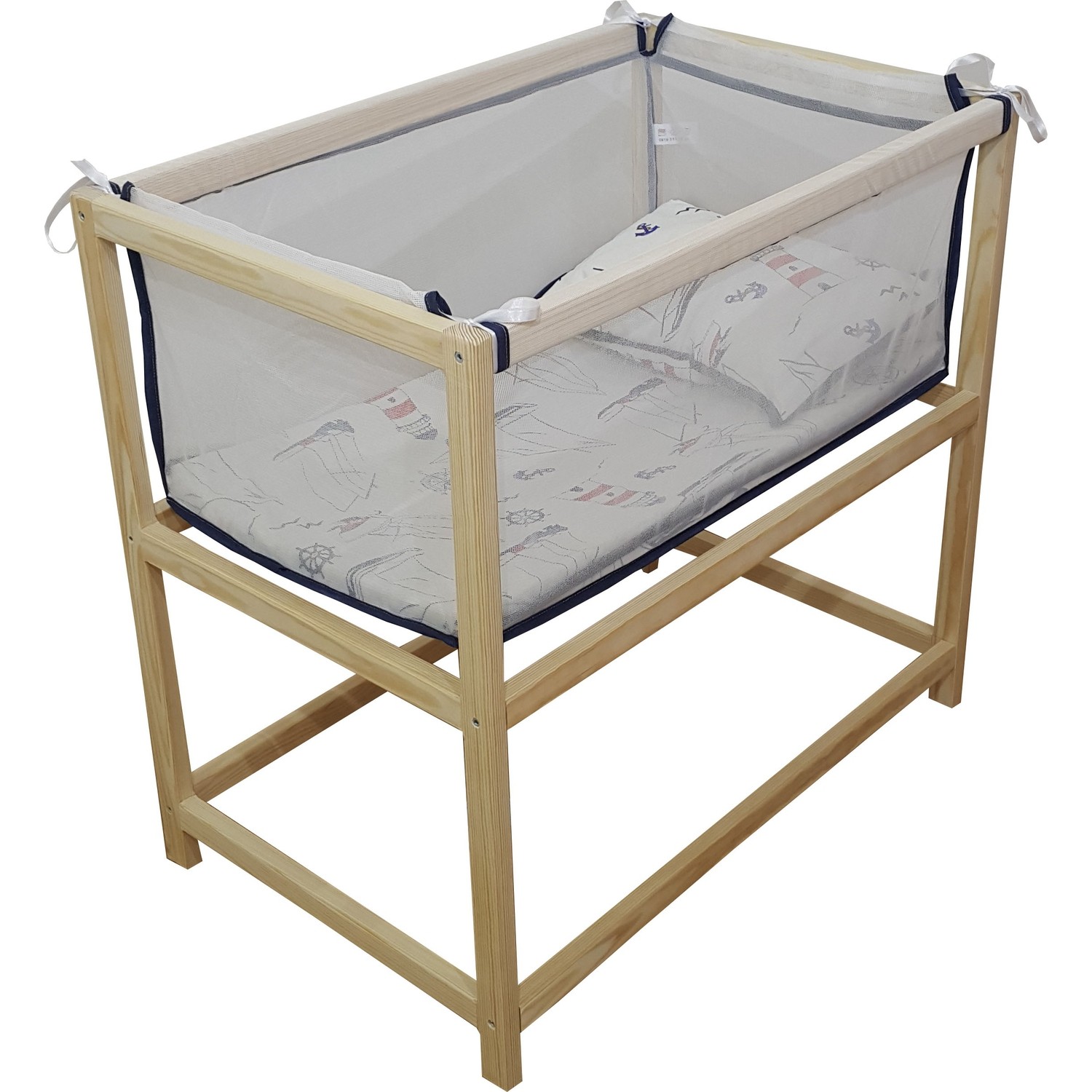 Janbebe Pamuk Doğal Ahşap Anne Yanı Bebek Yatağı Hamak