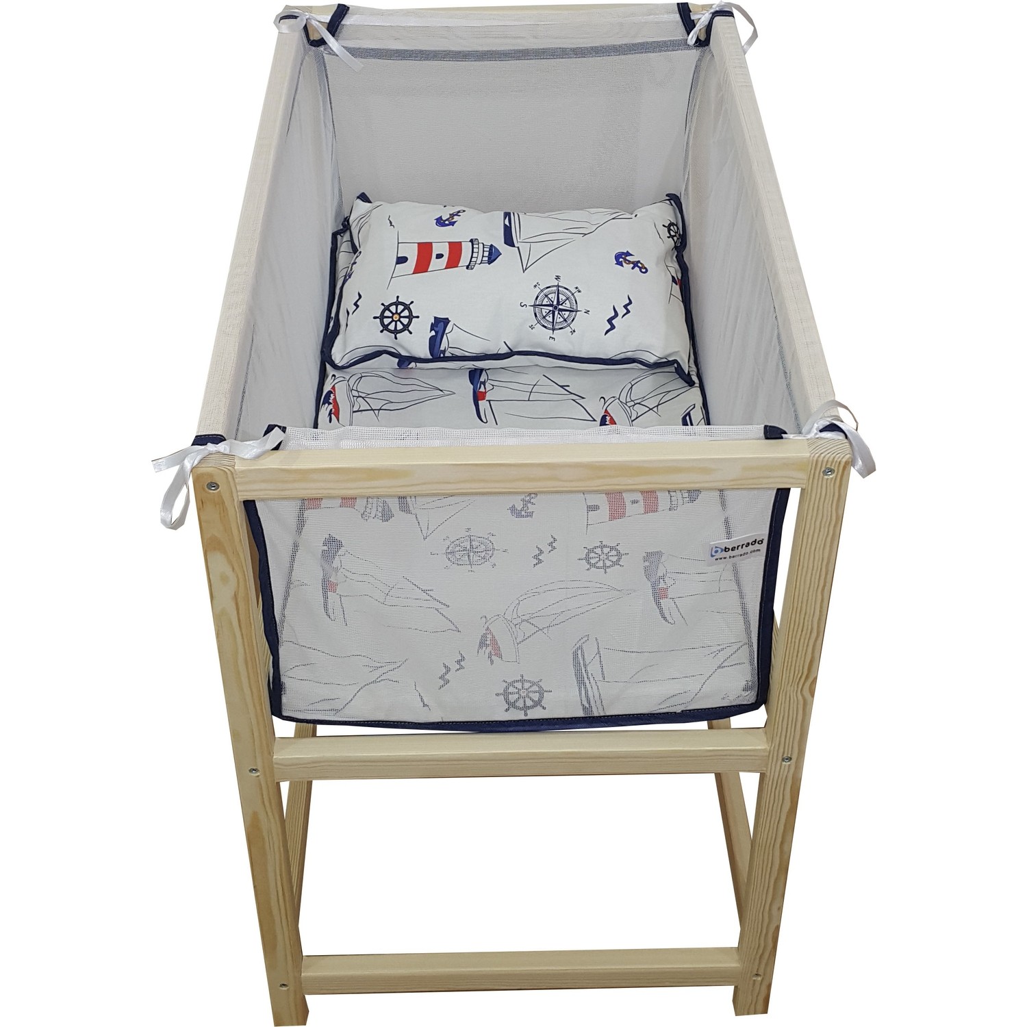 Janbebe Pamuk Doğal Ahşap Anne Yanı Bebek Yatağı Hamak