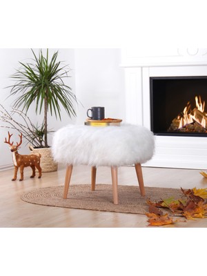 Lorence Home Deer Puf - Beyaz