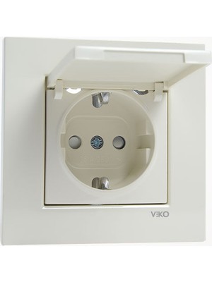 Viko Karre Krem Kapaklı Topraklı Priz