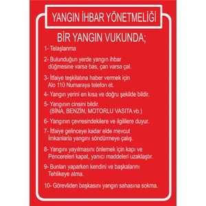Este Uyarı Levhaları Yangın İhbar Yönetmeliği 25 X 35 Cm Uyarı Levhası