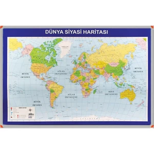 70x100cm Dünya Siyasi Haritası (Alm.Çerç.)