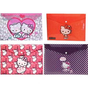 Hello Kitty Desenli A4 Şeffaf Çıtçıtlı Dosya