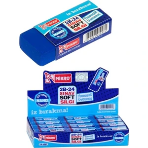 2B-24 Sınav Silgisi 24 Adet Mavi Renk Yumuşak Silgi Kullanımı İçin