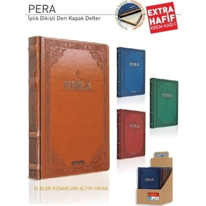 Pera İp Dikişli Deri Kapaklı Defter 17 X 24 - 160 Yaprak Çizgisiz