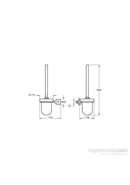 VitrA Minimax A44790 Tuvalet Fırçalığı, Duvardan, Krom