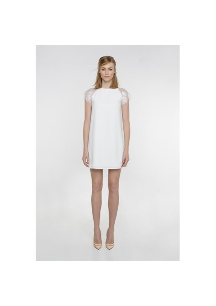 Kolları Fransız Dantelli Elbise