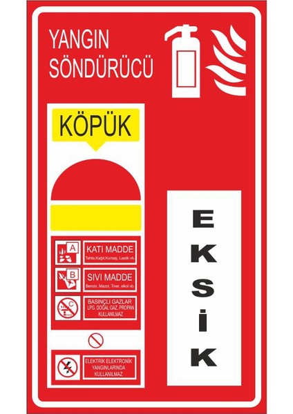 Yangın Södürücü (Köpük) 25 X 35 Cm Uyarı Levhası