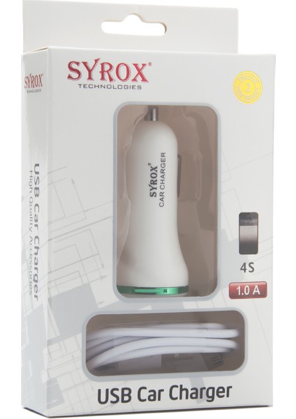 1 Mah Apple iPhone Uyumlu 4/4S Araç Şarj Cihazı SYX-C34