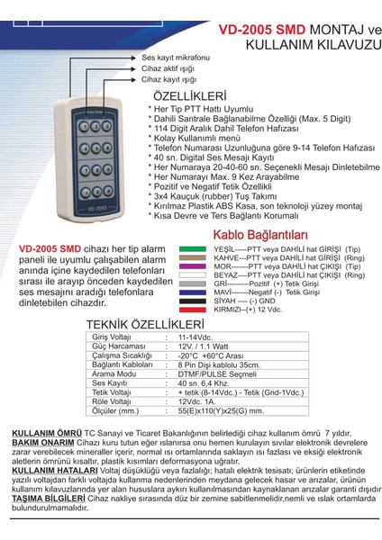 VD-2005 SMD Telefon Arama Modülü fiyatları