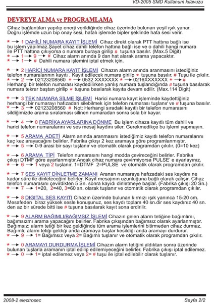 VD-2005 SMD Telefon Arama Modülü modelleri
