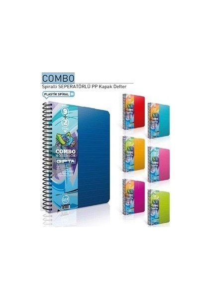 Combo 9+2 Bölmeli Defter A4 Spiralli - 210 Yaprak - Ayraçlı