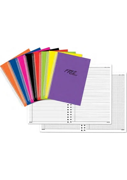 Keskin Color Free - A4 120 Yaprak Çizgili Defter Spiralli Pp Kapak