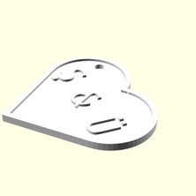 Ş & Ü Kişiye Özel Üretim Zincirsiz Kalp Aşk Anahtarlık Sevgiliye Eşe Hediyelik Tag Organik Plastikten