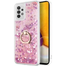 Gritty Galaxy A52 Uyumlu Yüzüklü Standlı Korumalı Şeffaf Simli Pullu Telefon Kılıfı