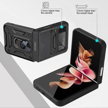 Hello-U Kamera Kılıf Koruyucu Telefon Kılıfıı ile Yüzük Tutucu Kılıf Için Samsung Galaxy Z Flip3 5g Için - Siyah (Yurt Dışından)