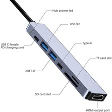 Flagen Lux Airsky 6 In 1 Sd USB Type-C Hub HDMI Girişli Macbook Çevirici