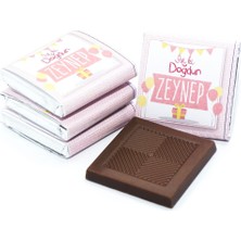 Nin Chocolate Nin Kız Bebek Çikolatası Metal Yuvarlak Kutu Pembe Balon Baskılı (80 Adet Napoliten Çikolata)