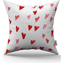 Cango Home Kırmızı Beyaz Modern Sevgililer Günü Temalı Dijital Baskılı Kırlent Kılıfı CGH952