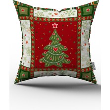 Cango Home Kırmızı Yeşil Yılbaşı Temalı Dijital Baskılı Kırlent Kılıfı CGH801