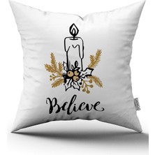 Cango Home Gri Kahverengi Yılbaşı Temalı Dijital Baskılı Kırlent Kılıfı CGH865