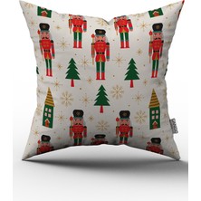 Cango Home Kırmızı Yeşil Yılbaşı Temalı Dijital Baskılı Kırlent Kılıfı CGH795