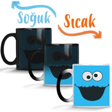 Baskı Dükkanı Cookie Monster Kurabiye Canavarı Sihirli Kupa Bardak Porselen