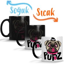 Baskı Dükkanı Kukla Köpek Pug Sihirli Kupa Bardak Porselen