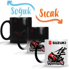 Baskı Dükkanı Suzuki Hayabusa Motosiklet Sihirli Kupa Bardak Porselen