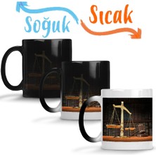 Baskı Dükkanı Adelet Terazisi Avukat Sihirli Kupa Bardak Porselen