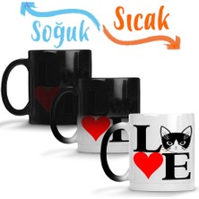 Baskı Dükkanı I Lowe Kedi Seni Seviyorum Kedi Sihirli Kupa Bardak Porselen