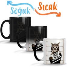 Baskı Dükkanı Gato Bad Cat Kedi Sihirli Kupa Bardak Porselen