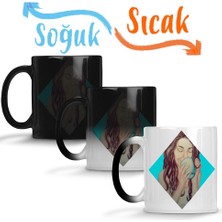 Baskı Dükkanı Mulher Bebendo Em Sua Xicara Azul Sihirli Kupa Bardak Porselen