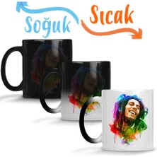 Baskı Dükkanı Bob Marley Mutluluğun Rengi Sihirli Kupa Bardak Porselen