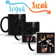 Baskı Dükkanı Bujinkan Samurai Kabuto Sihirli Kupa Bardak Porselen